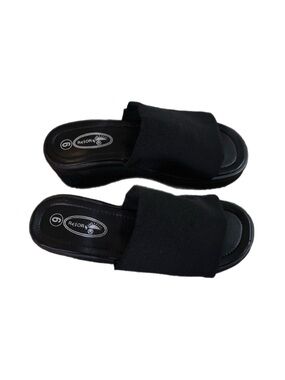 Resort Black Platform Wedge Slide Sandals Women's Size 9 Y2K 90s